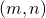 (m, n)